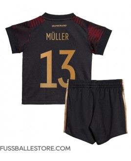 Günstige Deutschland Thomas Muller #13 Auswärts Trikotsatzt Kinder WM 2022 Kurzarm (+ Kurze Hosen)